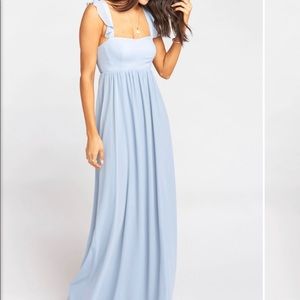 Show Me Your MuMu June Maxi Bridesmaid Dress. Color- Steel Blue Chiffon